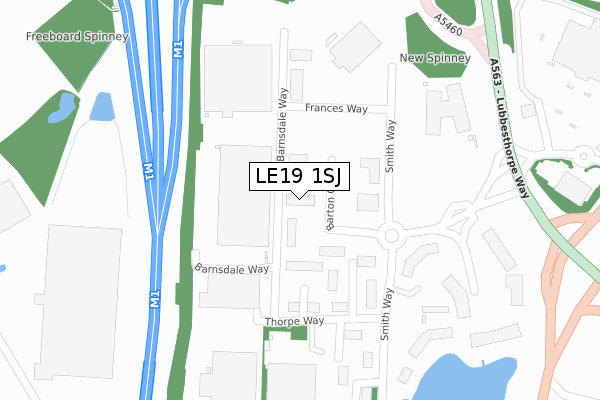 LE19 1SJ map - large scale - OS Open Zoomstack (Ordnance Survey)