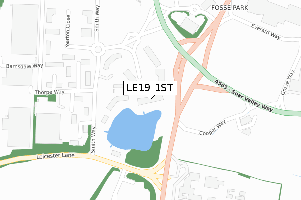 LE19 1ST map - large scale - OS Open Zoomstack (Ordnance Survey)