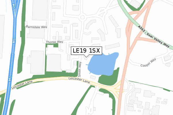 LE19 1SX map - large scale - OS Open Zoomstack (Ordnance Survey)