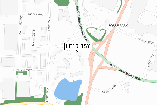 LE19 1SY map - large scale - OS Open Zoomstack (Ordnance Survey)