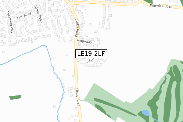 LE19 2LF map - large scale - OS Open Zoomstack (Ordnance Survey)