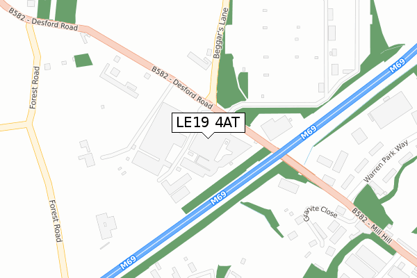 LE19 4AT map - large scale - OS Open Zoomstack (Ordnance Survey)