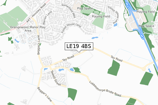 LE19 4BS map - small scale - OS Open Zoomstack (Ordnance Survey)