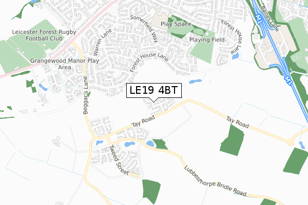 LE19 4BT map - small scale - OS Open Zoomstack (Ordnance Survey)