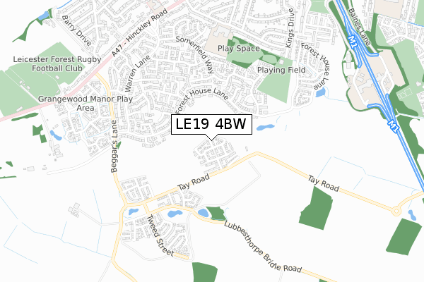 LE19 4BW map - small scale - OS Open Zoomstack (Ordnance Survey)