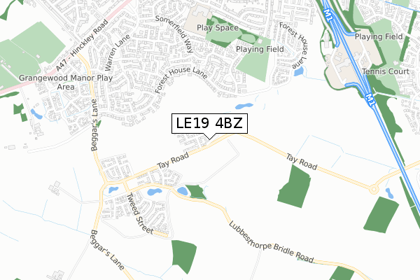 LE19 4BZ map - small scale - OS Open Zoomstack (Ordnance Survey)