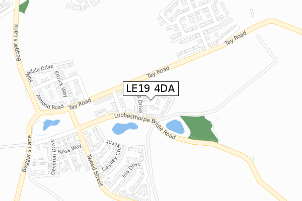 LE19 4DA map - large scale - OS Open Zoomstack (Ordnance Survey)