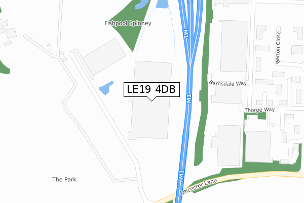 LE19 4DB map - large scale - OS Open Zoomstack (Ordnance Survey)