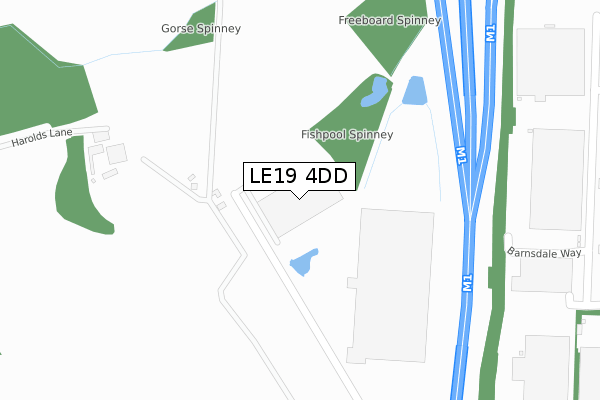 LE19 4DD map - large scale - OS Open Zoomstack (Ordnance Survey)