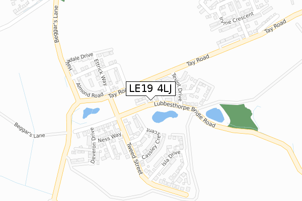 LE19 4LJ map - large scale - OS Open Zoomstack (Ordnance Survey)