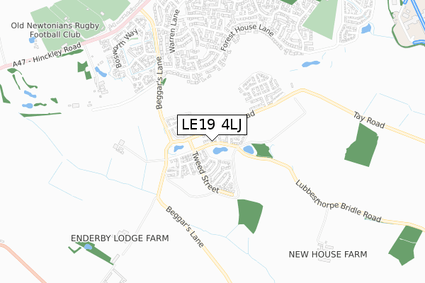 LE19 4LJ map - small scale - OS Open Zoomstack (Ordnance Survey)