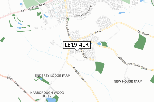 LE19 4LR map - small scale - OS Open Zoomstack (Ordnance Survey)