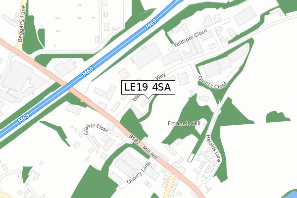 LE19 4SA map - large scale - OS Open Zoomstack (Ordnance Survey)