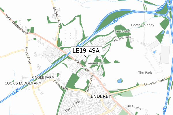 LE19 4SA map - small scale - OS Open Zoomstack (Ordnance Survey)