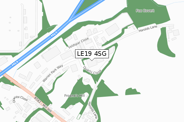 LE19 4SG map - large scale - OS Open Zoomstack (Ordnance Survey)