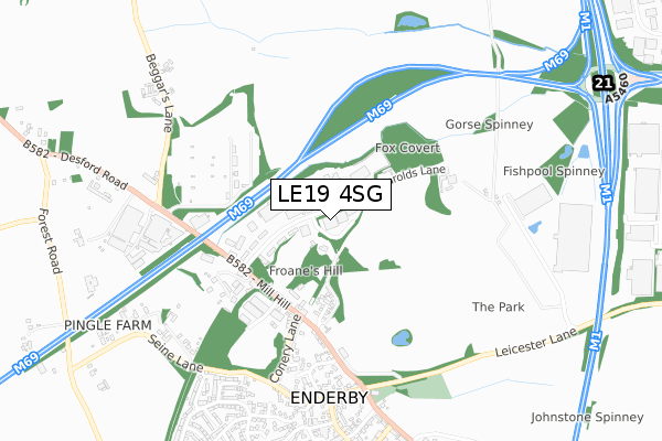 LE19 4SG map - small scale - OS Open Zoomstack (Ordnance Survey)