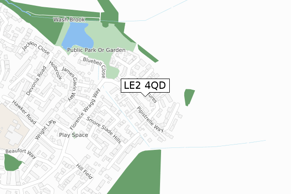 LE2 4QD map - large scale - OS Open Zoomstack (Ordnance Survey)