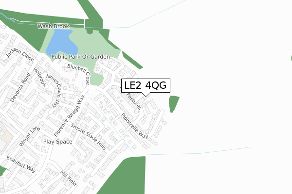 LE2 4QG map - large scale - OS Open Zoomstack (Ordnance Survey)