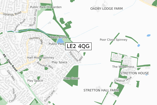 LE2 4QG map - small scale - OS Open Zoomstack (Ordnance Survey)