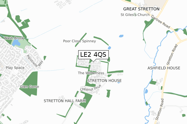 LE2 4QS map - small scale - OS Open Zoomstack (Ordnance Survey)