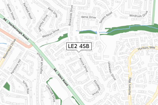 LE2 4SB map - large scale - OS Open Zoomstack (Ordnance Survey)