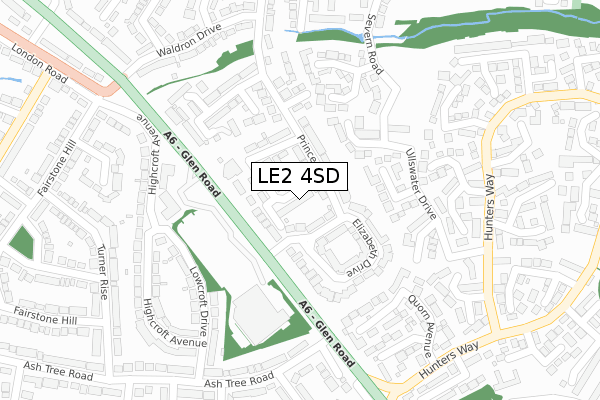 LE2 4SD map - large scale - OS Open Zoomstack (Ordnance Survey)