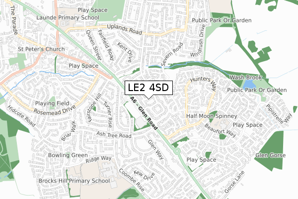 LE2 4SD map - small scale - OS Open Zoomstack (Ordnance Survey)