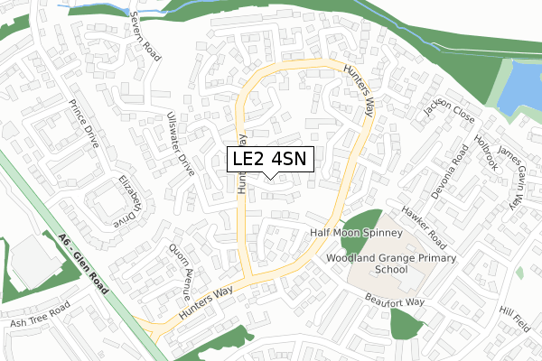 LE2 4SN map - large scale - OS Open Zoomstack (Ordnance Survey)