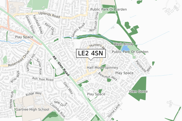 LE2 4SN map - small scale - OS Open Zoomstack (Ordnance Survey)