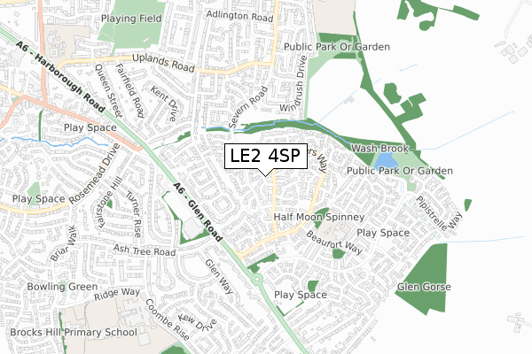 LE2 4SP map - small scale - OS Open Zoomstack (Ordnance Survey)