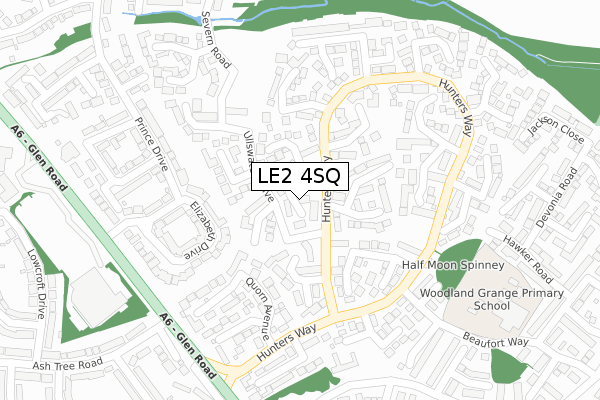 LE2 4SQ map - large scale - OS Open Zoomstack (Ordnance Survey)