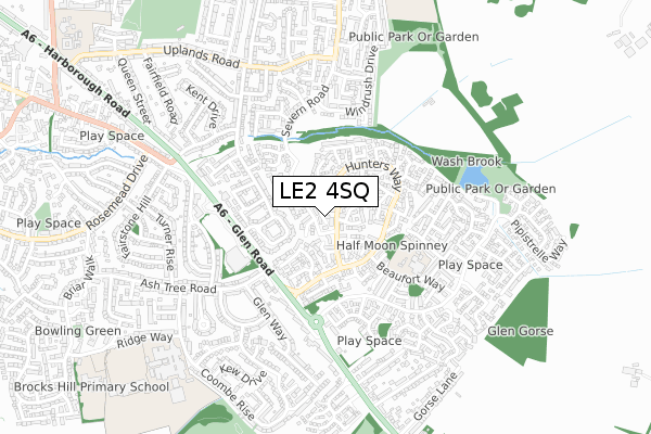 LE2 4SQ map - small scale - OS Open Zoomstack (Ordnance Survey)