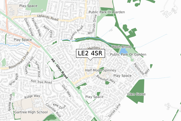 LE2 4SR map - small scale - OS Open Zoomstack (Ordnance Survey)