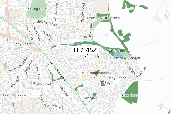 LE2 4SZ map - small scale - OS Open Zoomstack (Ordnance Survey)