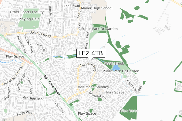 LE2 4TB map - small scale - OS Open Zoomstack (Ordnance Survey)