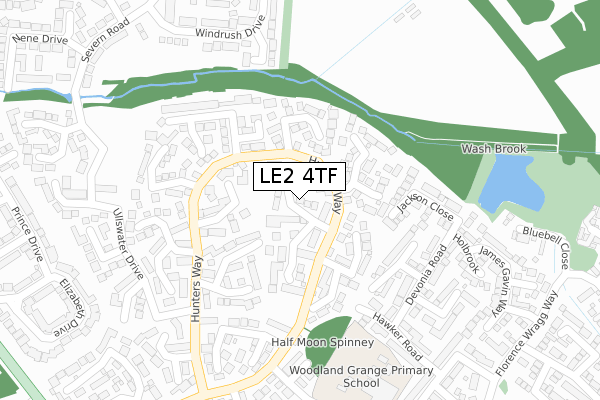 LE2 4TF map - large scale - OS Open Zoomstack (Ordnance Survey)