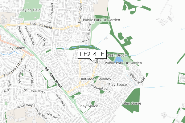 LE2 4TF map - small scale - OS Open Zoomstack (Ordnance Survey)