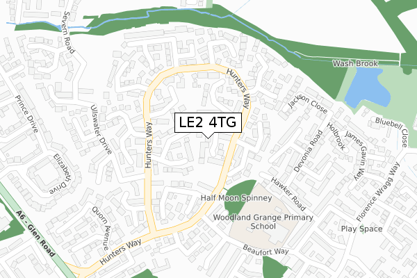 LE2 4TG map - large scale - OS Open Zoomstack (Ordnance Survey)