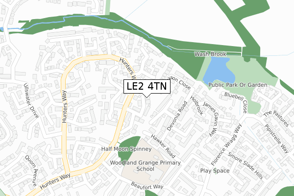 LE2 4TN map - large scale - OS Open Zoomstack (Ordnance Survey)