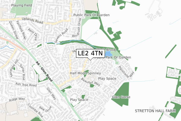 LE2 4TN map - small scale - OS Open Zoomstack (Ordnance Survey)