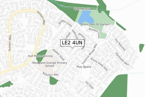 LE2 4UN map - large scale - OS Open Zoomstack (Ordnance Survey)