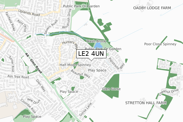 LE2 4UN map - small scale - OS Open Zoomstack (Ordnance Survey)