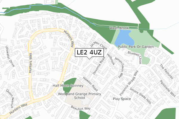 LE2 4UZ map - large scale - OS Open Zoomstack (Ordnance Survey)