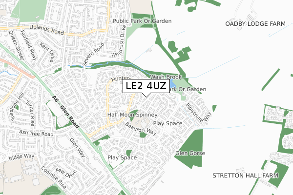 LE2 4UZ map - small scale - OS Open Zoomstack (Ordnance Survey)