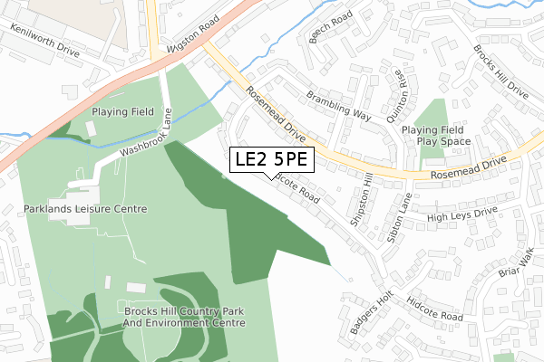 LE2 5PE map - large scale - OS Open Zoomstack (Ordnance Survey)