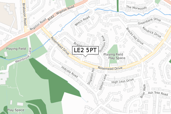 LE2 5PT map - large scale - OS Open Zoomstack (Ordnance Survey)