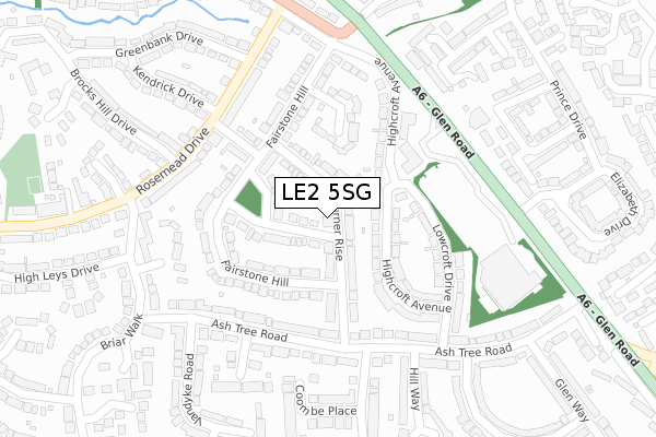 LE2 5SG map - large scale - OS Open Zoomstack (Ordnance Survey)