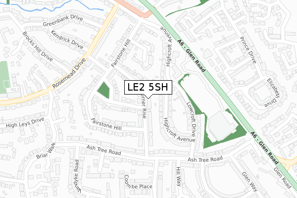 LE2 5SH map - large scale - OS Open Zoomstack (Ordnance Survey)