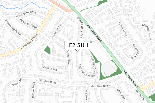 LE2 5UH map - large scale - OS Open Zoomstack (Ordnance Survey)