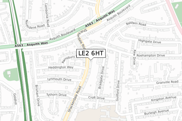 LE2 6HT map - large scale - OS Open Zoomstack (Ordnance Survey)